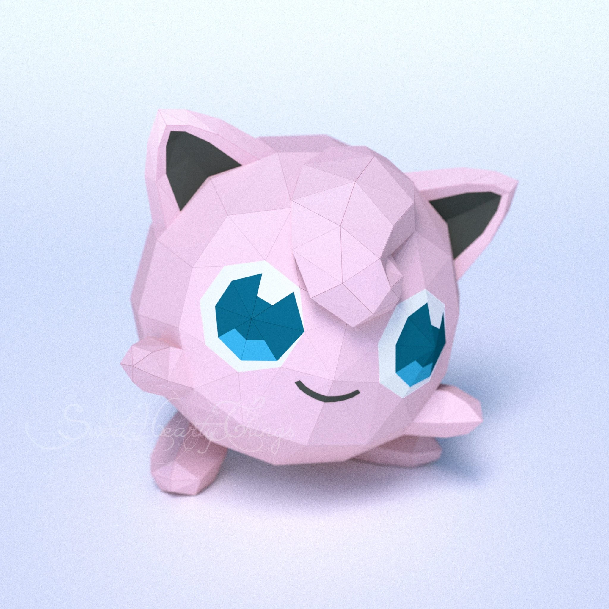 DIY 3d papercraft Pokemon Jigglypuff PDF Templates Low Poly SweetHeartyThings