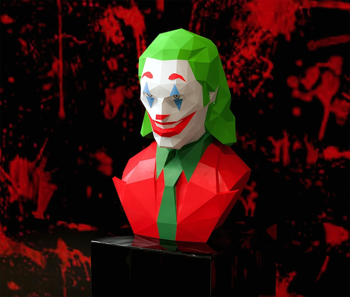 Joker Bust Papercraft, Lowpoly, Lowpoly Papercraft