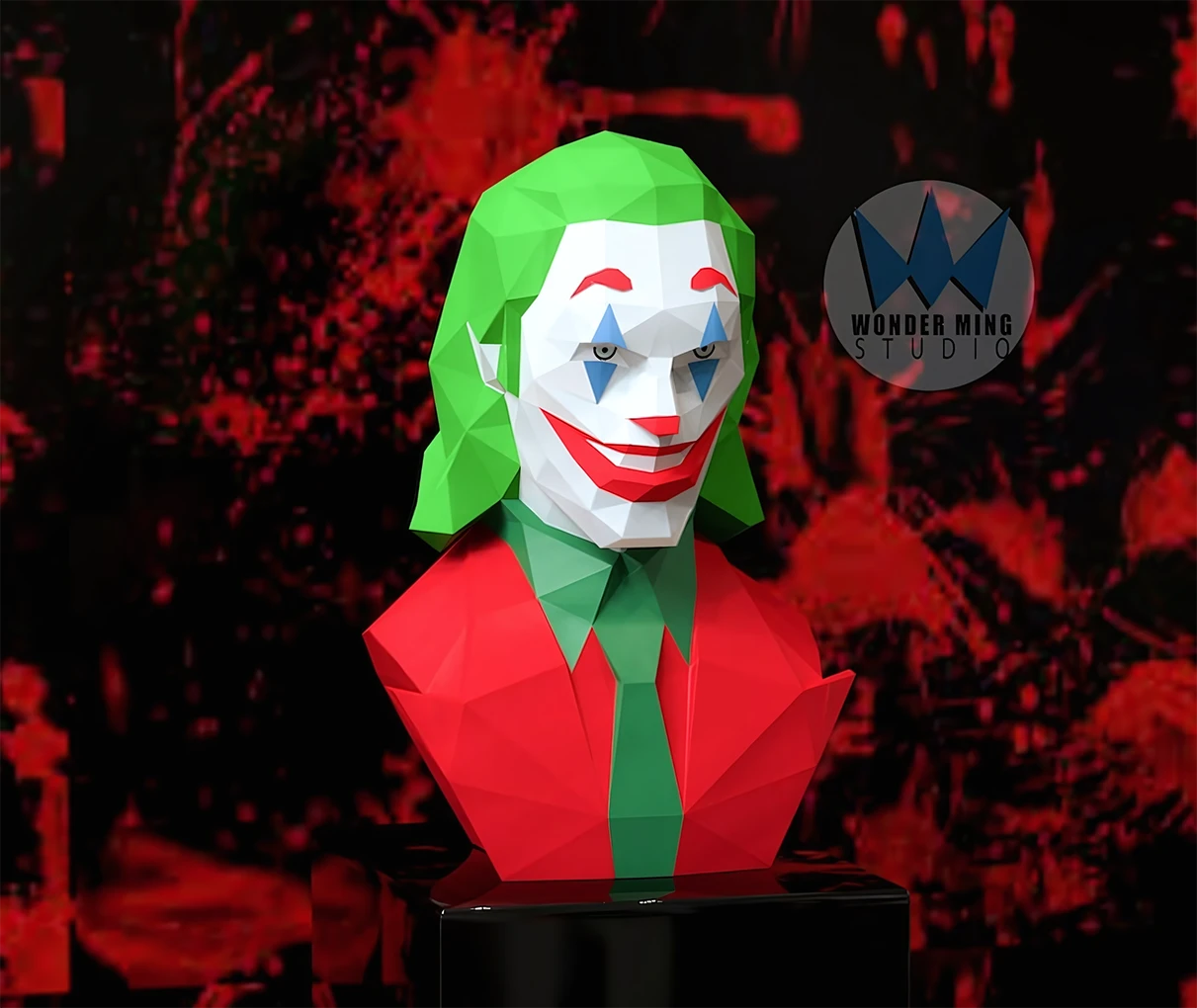 Joker Bust Papercraft, Lowpoly, Lowpoly Papercraft