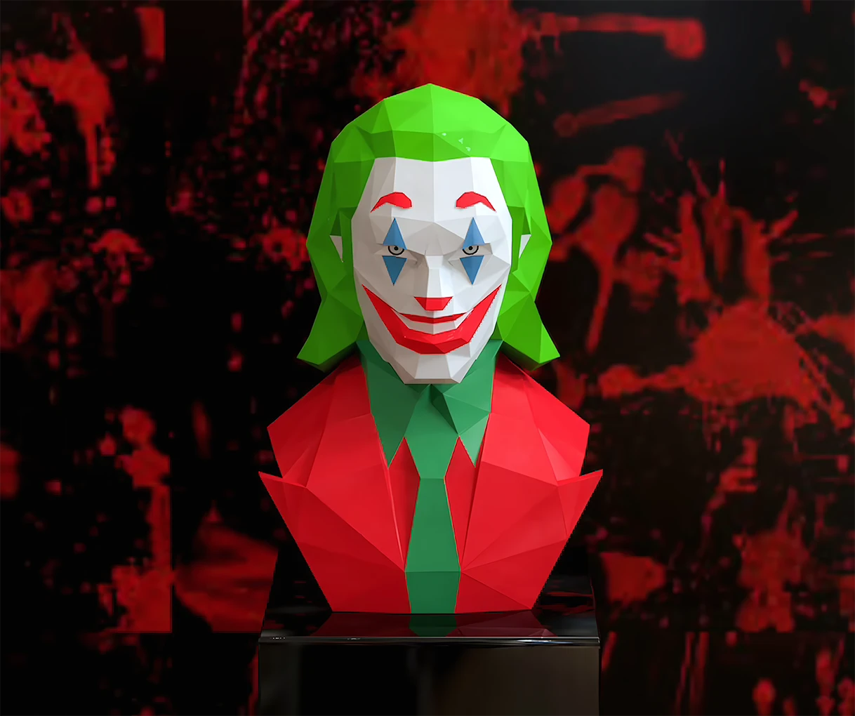 Joker Bust Papercraft, Lowpoly, Lowpoly Papercraft