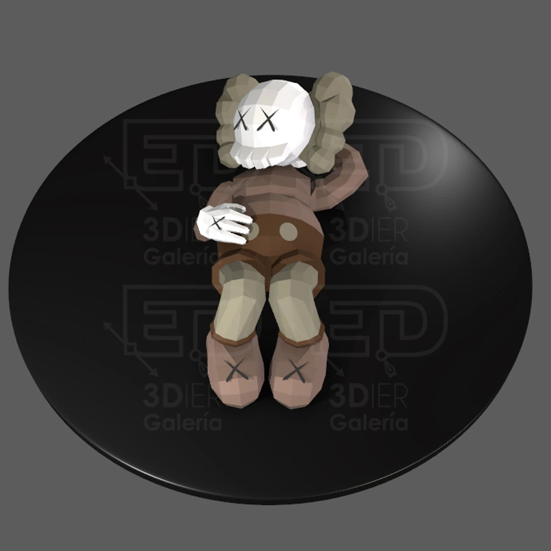 Kaws Lying Down, Kaws Acostado PDF Papercraft Templates, Paper Art and Craft for Home Decor, DIY, 3DIER, PDF Patterns, Papercraft Templates, Low Poly