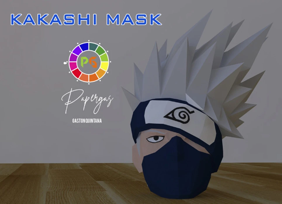 Hatake Kakashi Mask PDF Templates, DIY 3D Model, Papercraft, PDF, Low Poly, 3D model, Craft, Paper, Pepakura