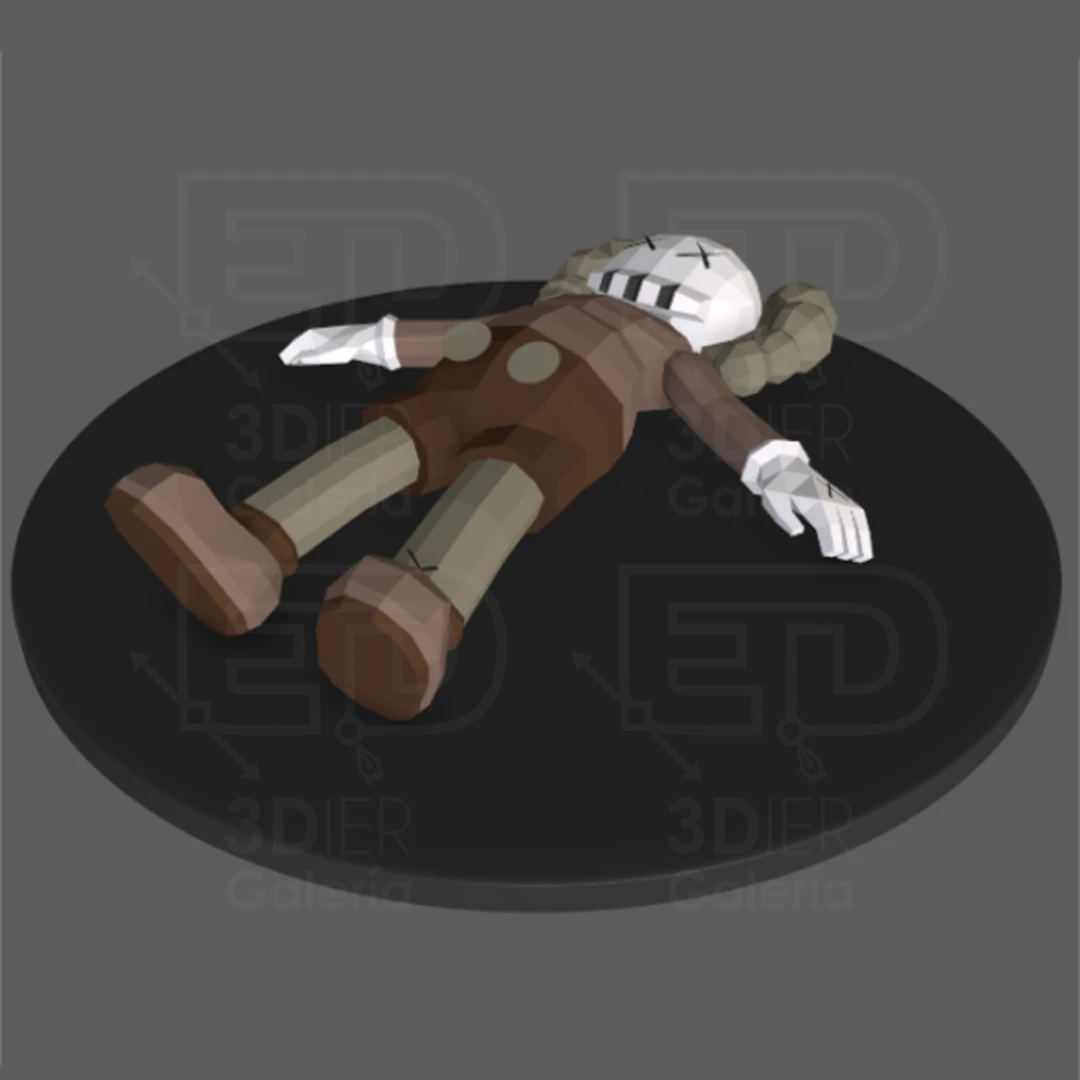 Kaws Lying, Kaws Tendido PDF Papercraft Templates, Paper Art and Craft for Home Decor, DIY, 3DIER, PDF Patterns, Papercraft Templates, Low Poly