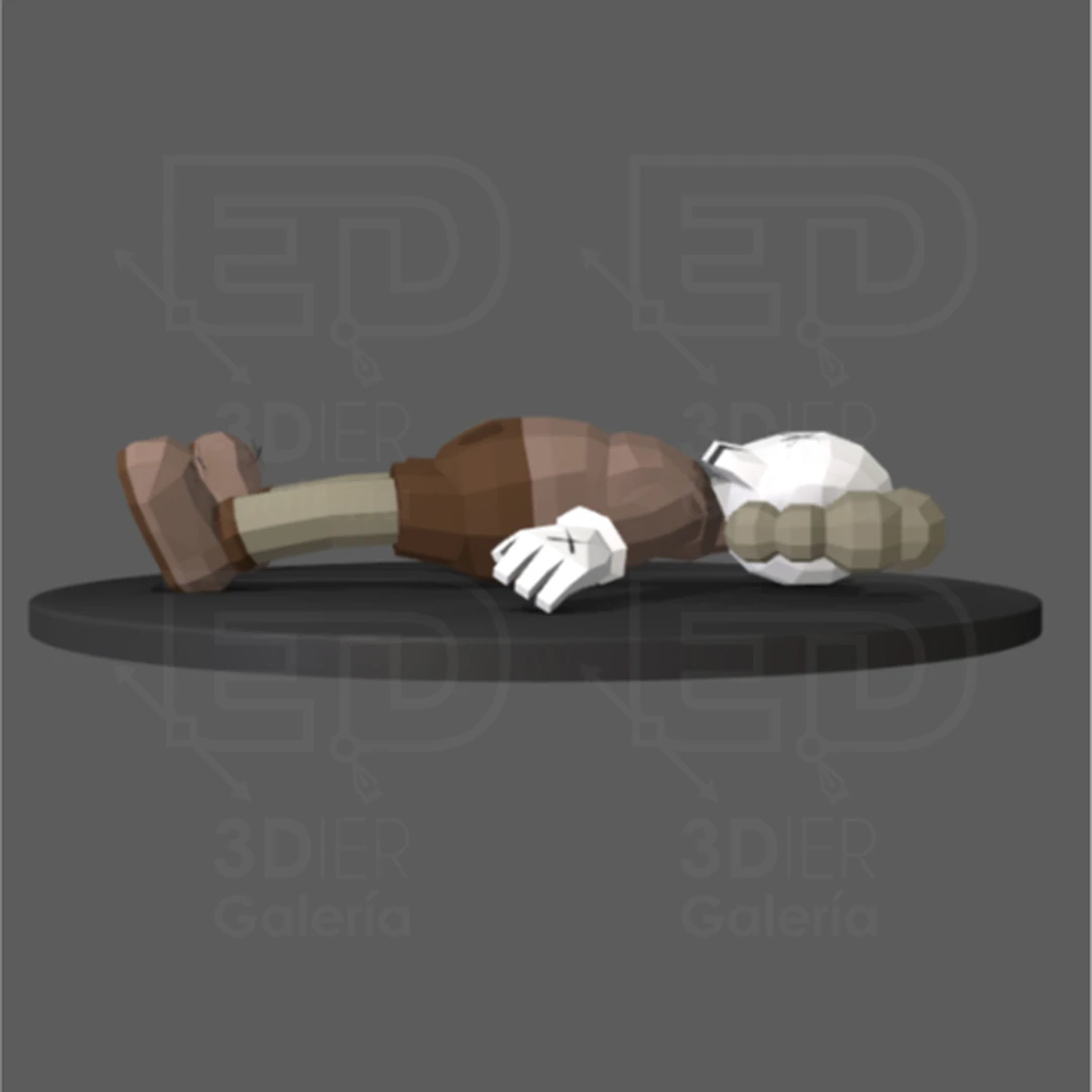 Kaws Lying, Kaws Tendido PDF Papercraft Templates, Paper Art and Craft for Home Decor, DIY, 3DIER, PDF Patterns, Papercraft Templates, Low Poly