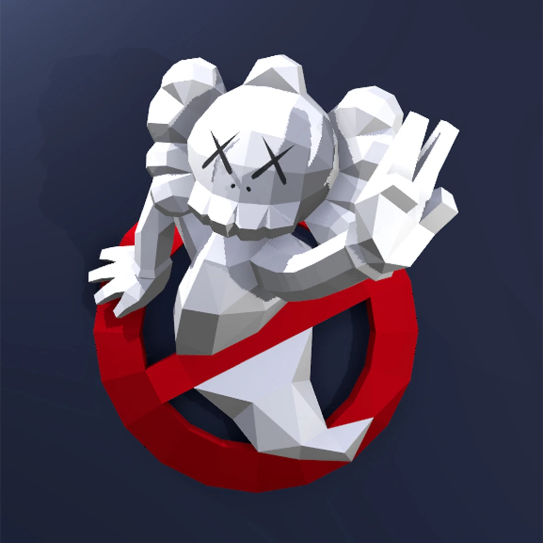 Kaws Ghostbusters PDF Papercraft Templates, Paper Art and Craft for Home Decor, DIY, 3DIER, PDF Patterns, Papercraft Templates, Low Poly