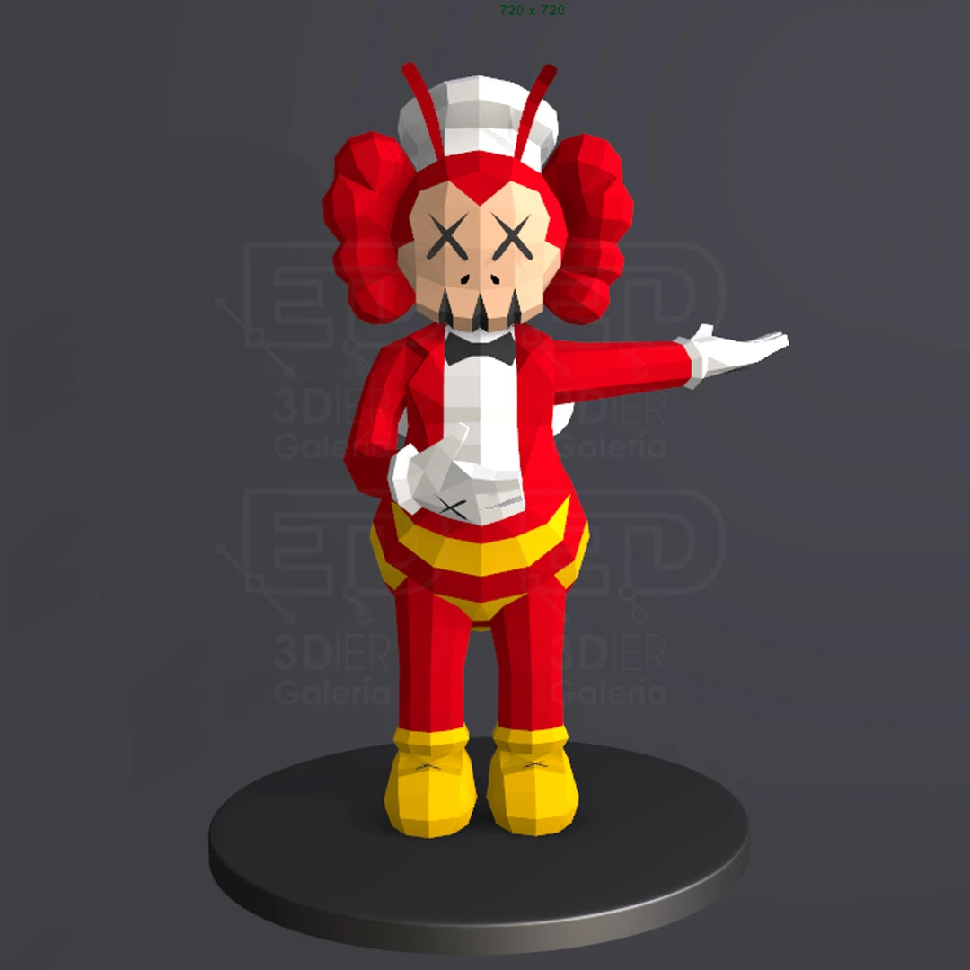 Kaws JolliBee PDF Papercraft Templates, Paper Art and Craft for Home Decor, DIY, 3DIER, PDF Patterns, Papercraft Templates, Low Poly