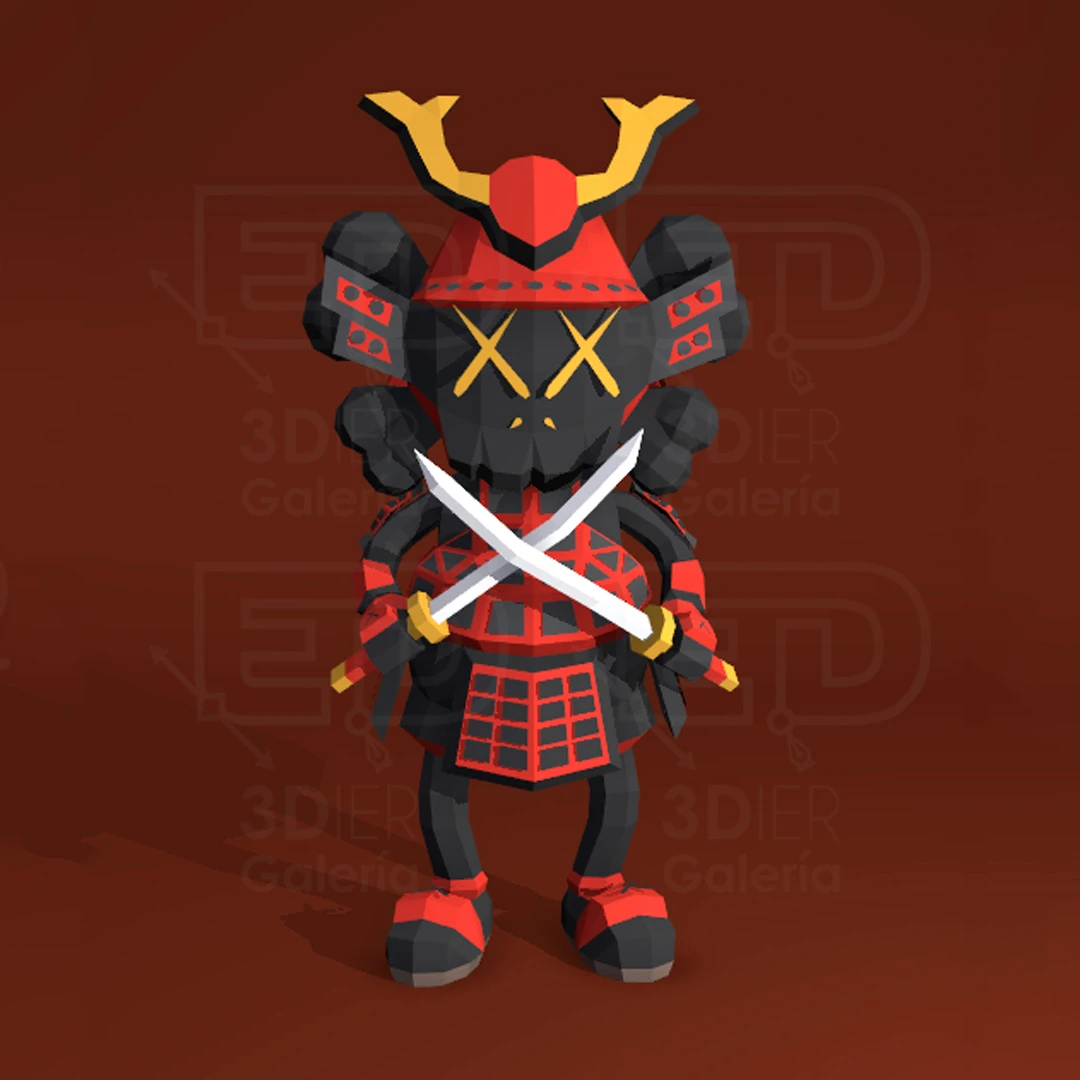 Kaws Bounty Hunter Samurai PDF Papercraft Templates, Paper Art and Craft for Home Decor, DIY, 3DIER, PDF Patterns, Papercraft Templates, Low Poly