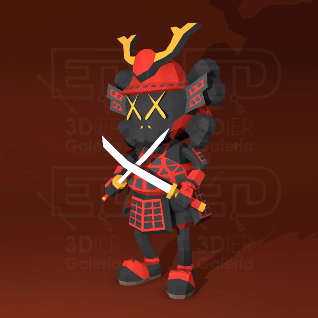 Kaws Bounty Hunter Samurai PDF Papercraft Templates, Paper Art and Craft for Home Decor, DIY, 3DIER, PDF Patterns, Papercraft Templates, Low Poly