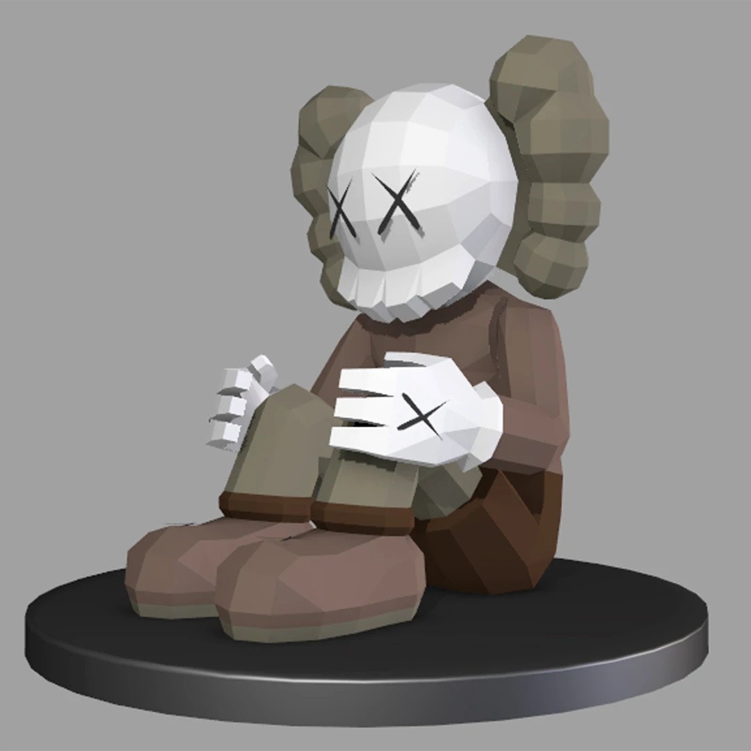 Kaws Sitting, Kaws Sentado PDF Papercraft Templates, Paper Art and Craft for Home Decor, DIY, 3DIER, PDF Patterns, Papercraft Templates, Low Poly