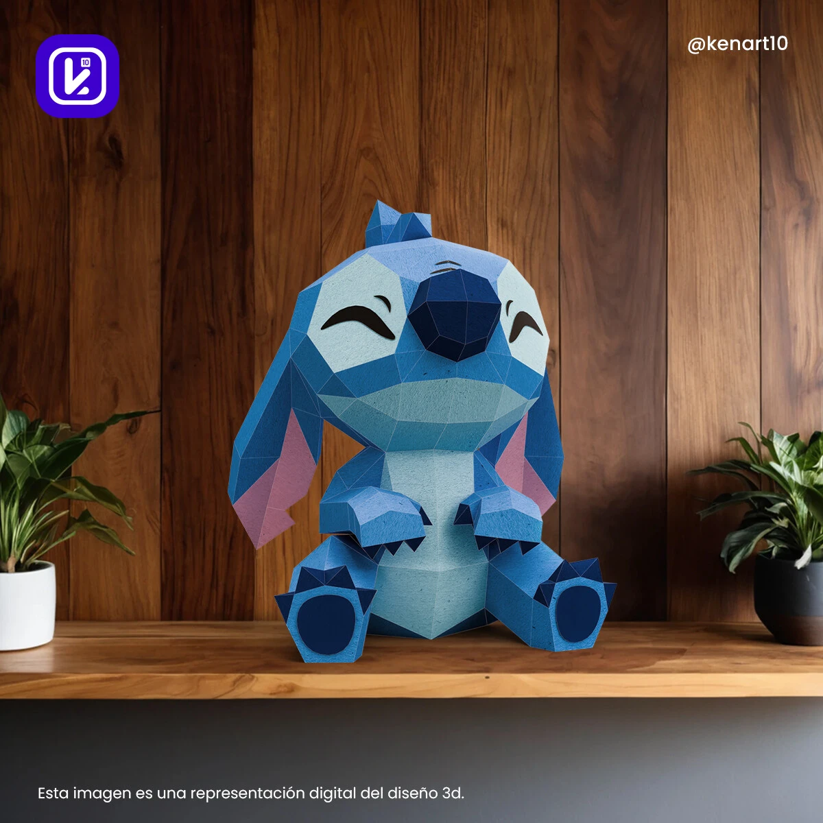 Stitch Papercraft 3D, pepakura Pdf template Low polygonal Paper Sculpture Diy Decor home loft office stitch lover gift