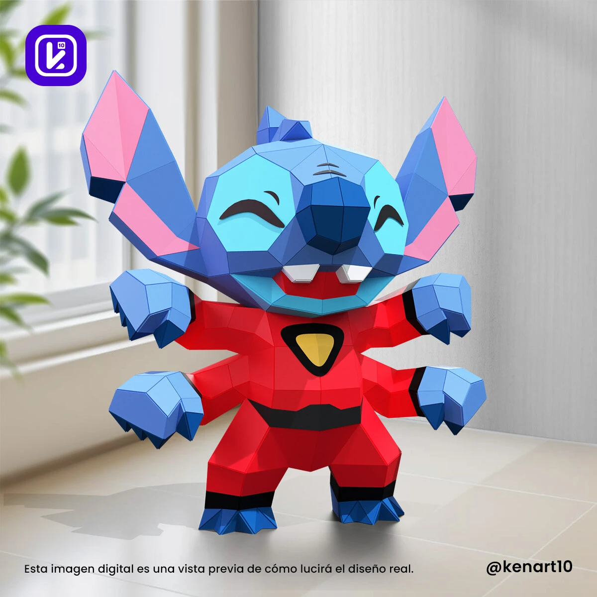 Stitch, Lilo & Stitch, Walt Disney Papercraft Low Poly 3d DIY Kenart10