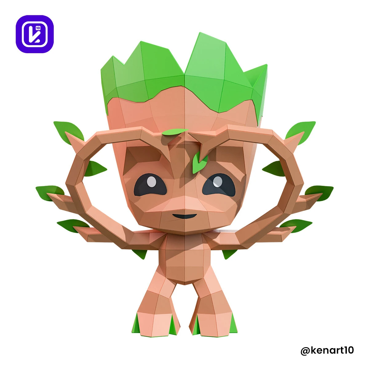 Baby Groot, Guardians of the Galaxy, Marvel Universe, Walt Disney Papercraft Low Poly 3d DIY Kenart10