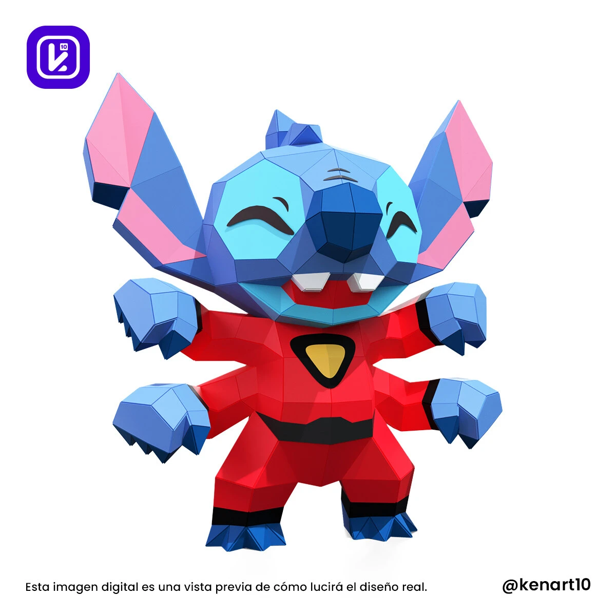 Stitch, Lilo & Stitch, Walt Disney Papercraft Low Poly 3d DIY Kenart10