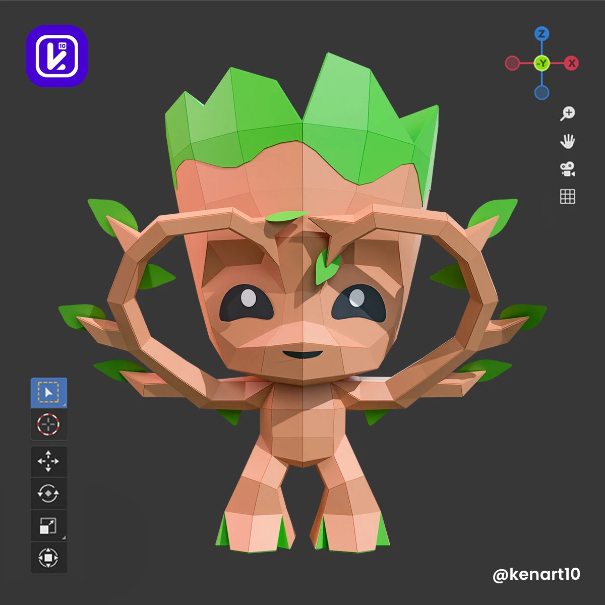 Baby Groot, Guardians of the Galaxy, Marvel Universe, Walt Disney Papercraft Low Poly 3d DIY Kenart10