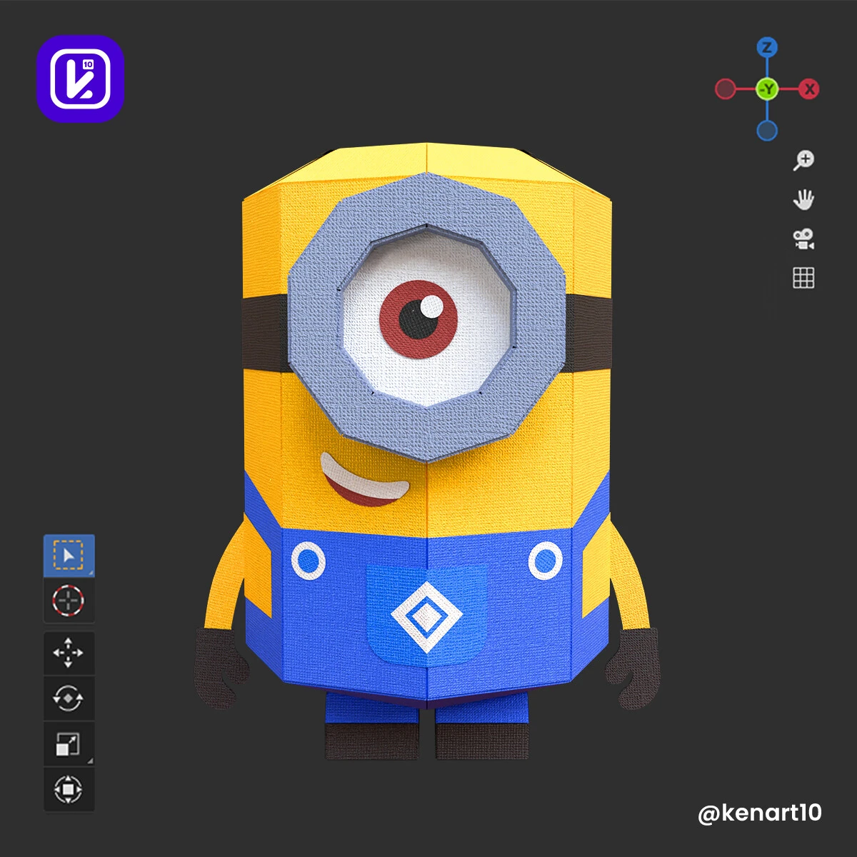 Minion, Despicable Me, Walt Disney Papercraft Low Poly 3d DIY Kenart10