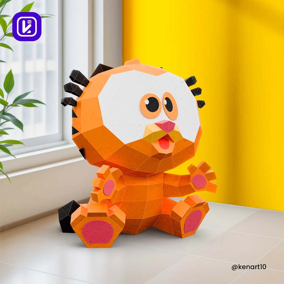 Garfield, Baby Cat, Hungry Cat Papercraft 3D, pepakura Pdf template Low polygonal Paper Sculpture Diy Decor home loft office gift