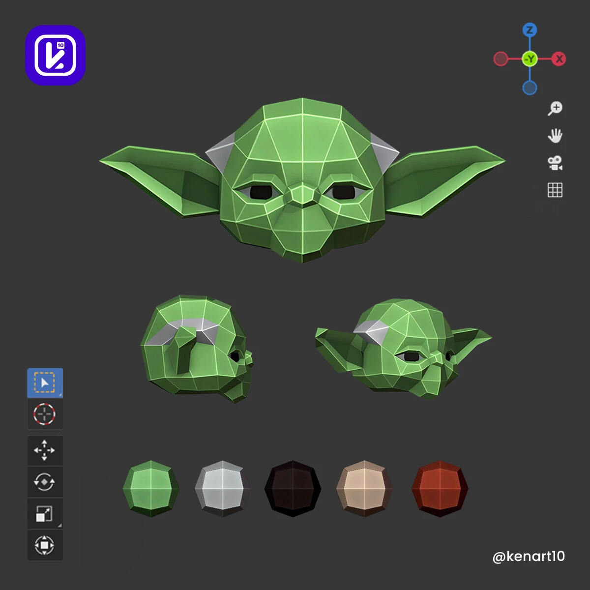 Jedi Master, Yoda, Star Wars Force Papercraft 3D, pepakura Pdf template Low polygonal Paper Sculpture Diy Decor home loft office lover gift