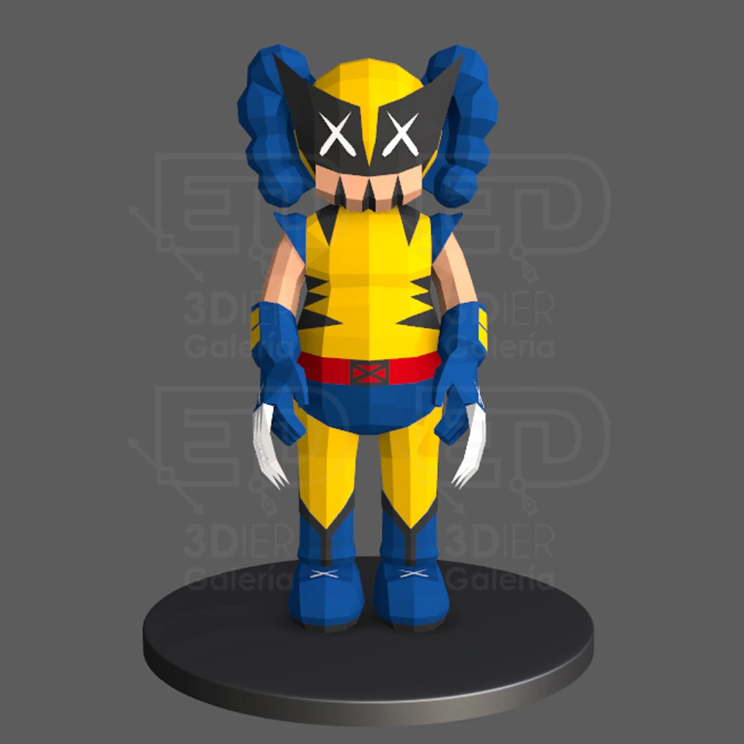 Kaws Wolverine PDF Papercraft Templates, Paper Art and Craft for Home Decor, DIY, 3DIER, PDF Patterns, Papercraft Templates, Low Poly