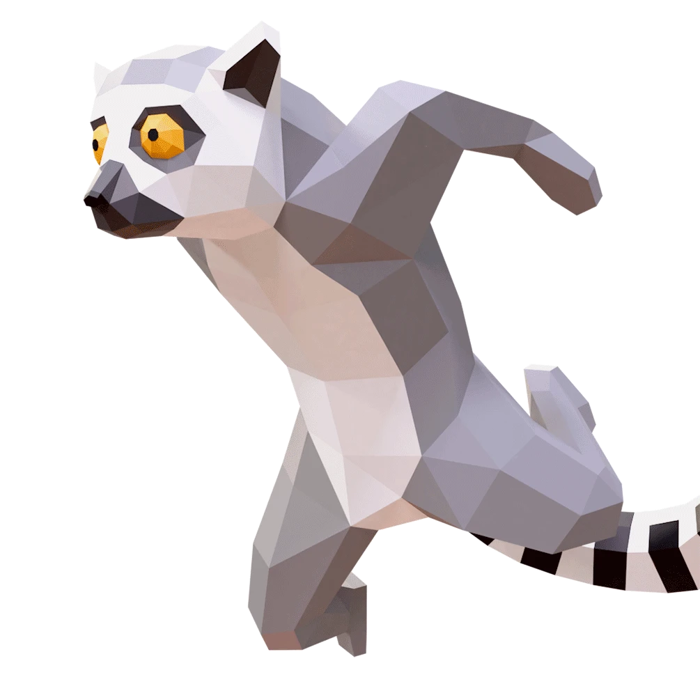 Hidden Lemur Low Poly Papercraft