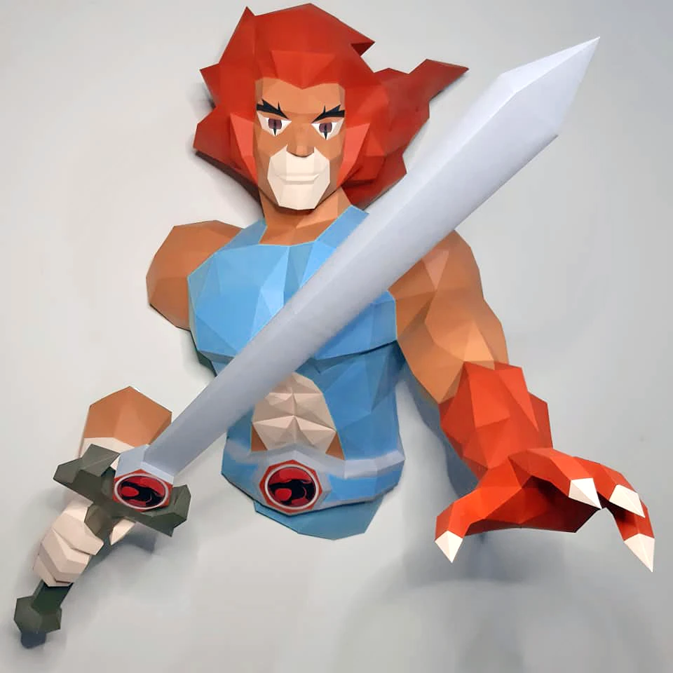 Lion-O, ThunderCats Papercraft, PDF Template, DIY 3d Model, FanArt, Paper Sculpture, Low Poly, Pepakura Craft, Manualidad