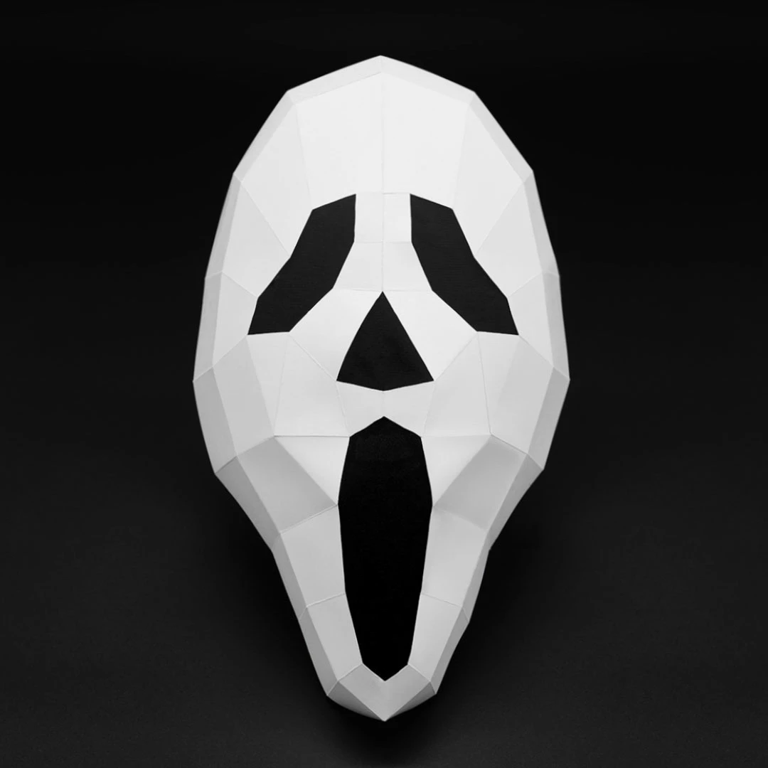 Scream Face Mask | DIY Paper Mask, Printable Template, Papercraft, 3D Mask, Polygon, Low Poly, Geometric, Costume, Pattern, PDF