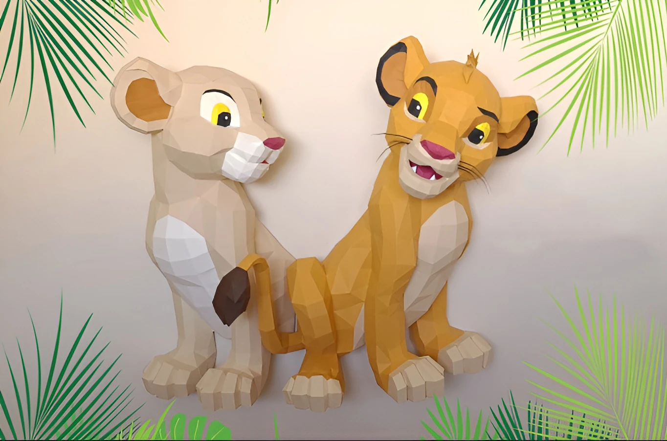 Simba & Nala, The Lion King Papercraft PDF, Template For office, Room, Decor, DIY gift for friends, family, Low poly Paper, Paper Craft 3D kit by J3Du