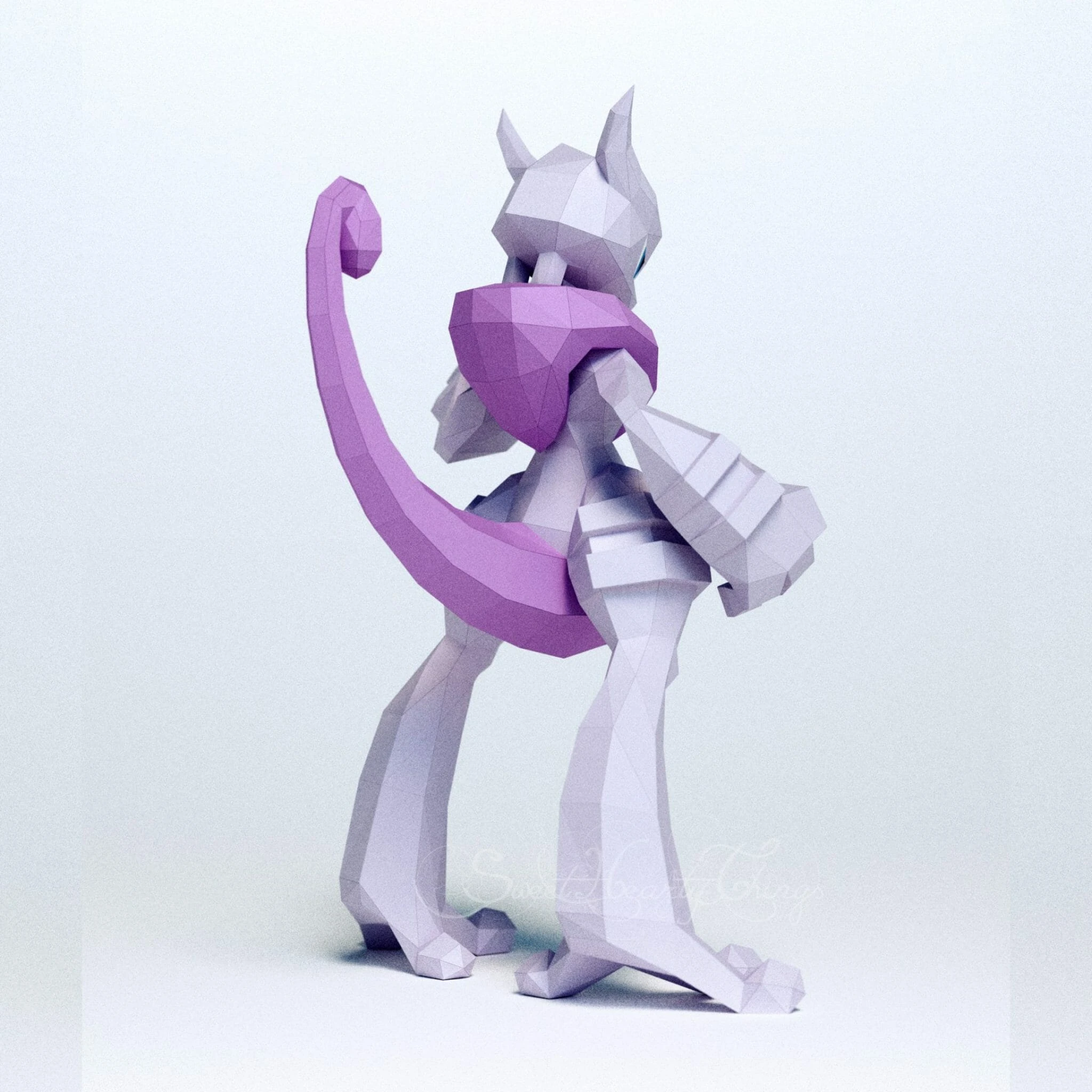 DIY 3d papercraft Pokemon Mega Mewtwo X PDF Templates Low Poly SweetHeartyThings