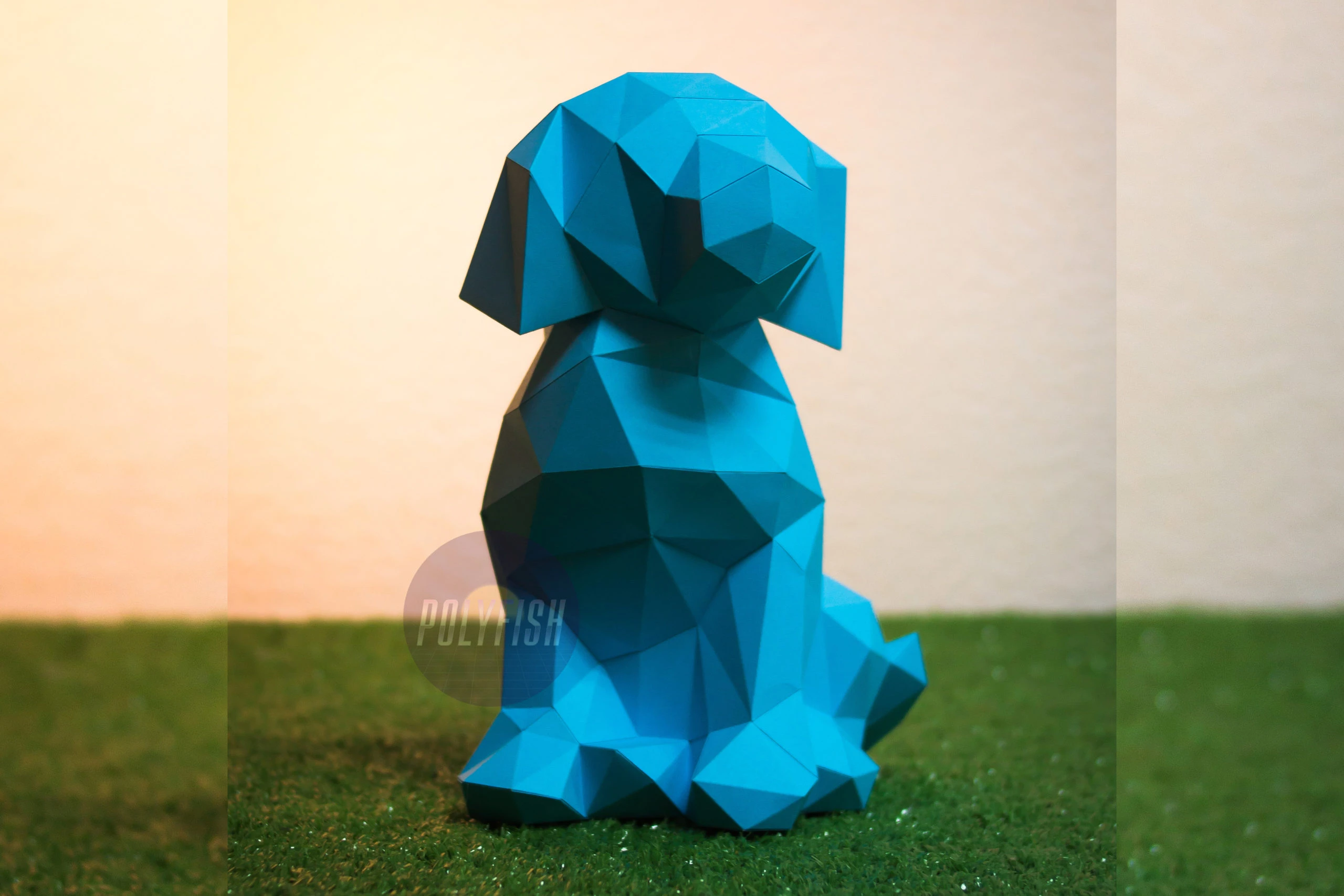 Sitting Puppy PDF Template, Low Poly, Paper Sculpture, DIY, Pepakura Pattern, Handmade, Papercraft, Lowpoly, Lowpoly Papercraft