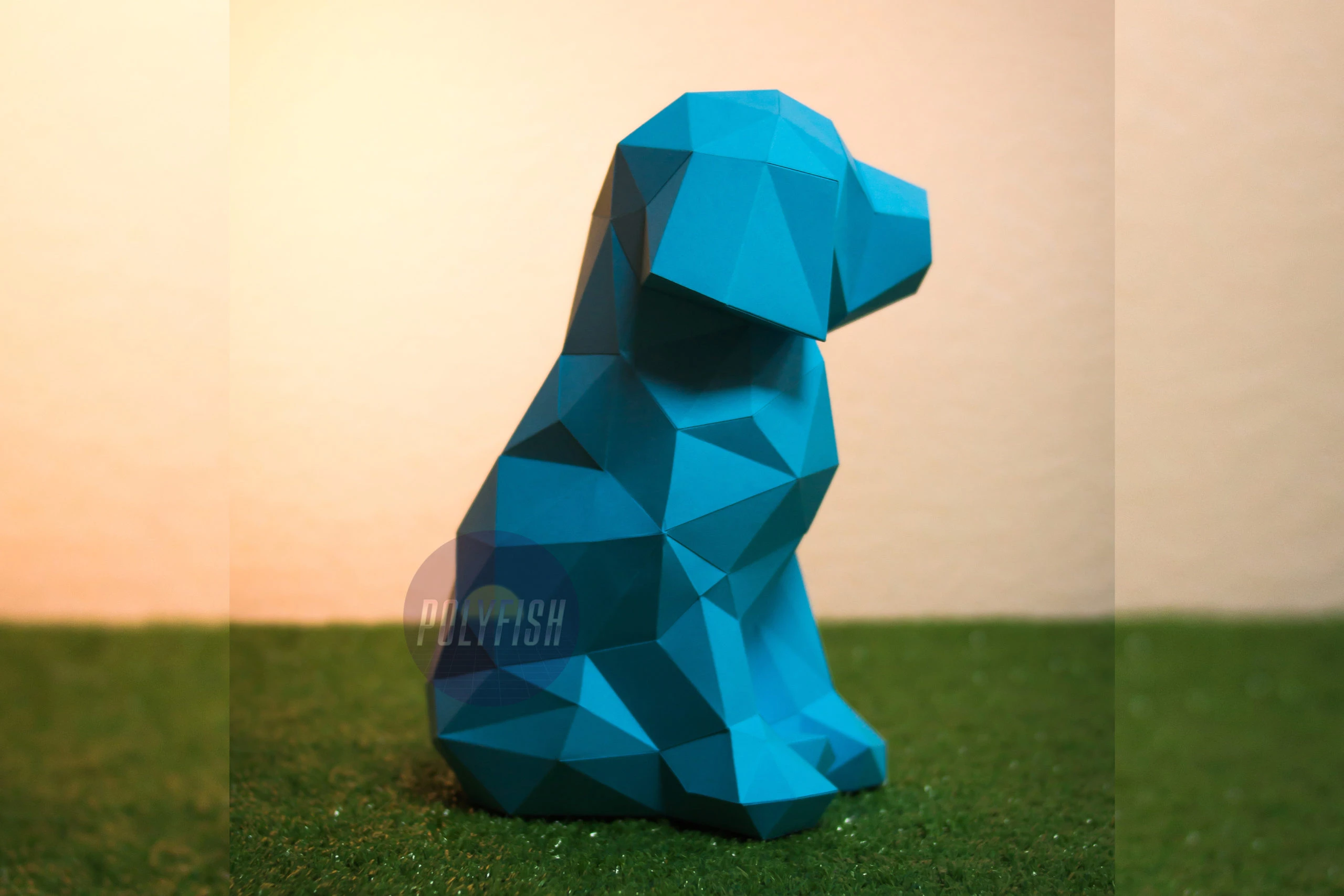 Sitting Puppy PDF Template, Low Poly, Paper Sculpture, DIY, Pepakura Pattern, Handmade, Papercraft, Lowpoly, Lowpoly Papercraft