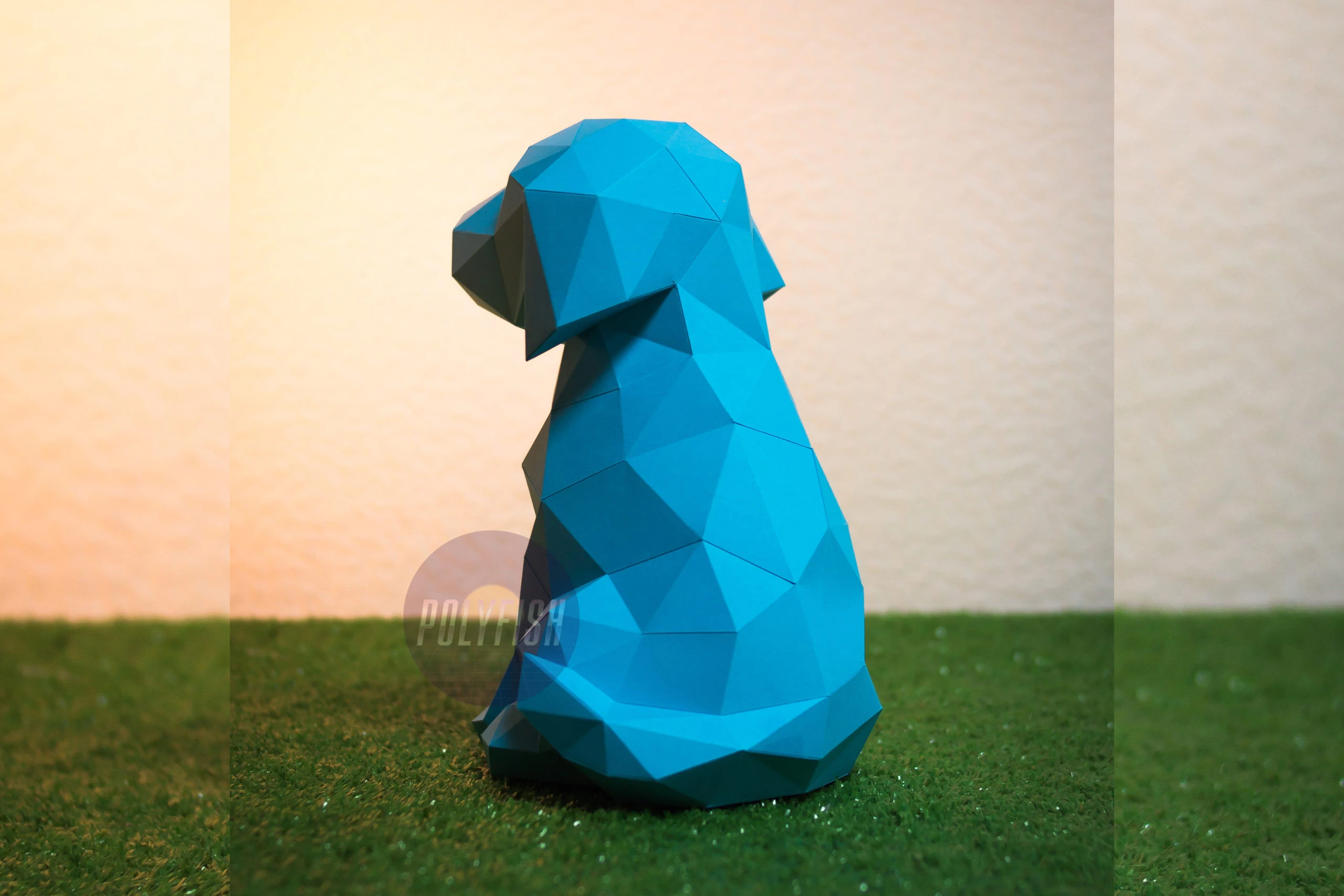 Sitting Puppy PDF Template, Low Poly, Paper Sculpture, DIY, Pepakura Pattern, Handmade, Papercraft, Lowpoly, Lowpoly Papercraft