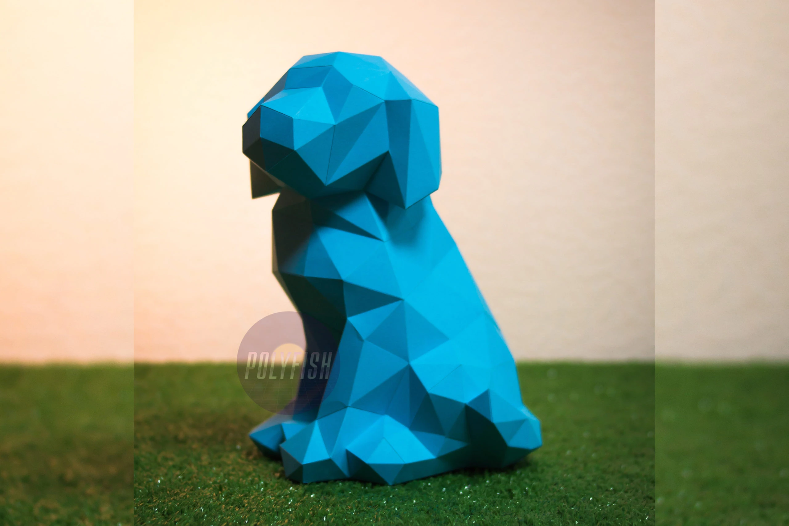 Sitting Puppy PDF Template, Low Poly, Paper Sculpture, DIY, Pepakura Pattern, Handmade, Papercraft, Lowpoly, Lowpoly Papercraft