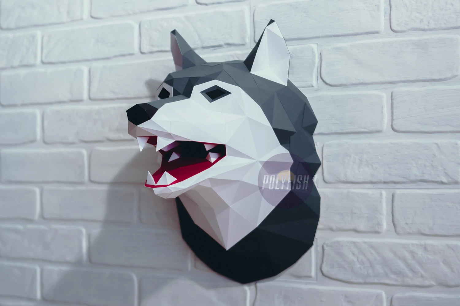 Wolf Head PDF Template, Low Poly, Paper Sculpture, DIY, Pepakura Pattern, Handmade, Papercraft, Lowpoly, Lowpoly Papercraft