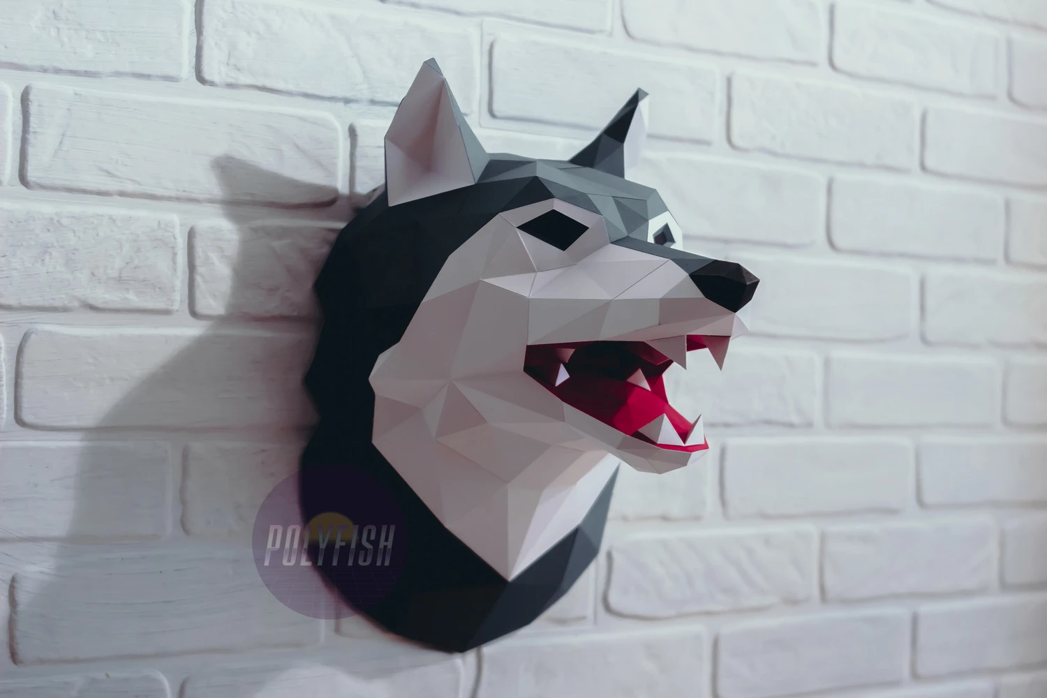 Wolf Head PDF Template, Low Poly, Paper Sculpture, DIY, Pepakura Pattern, Handmade, Papercraft, Lowpoly, Lowpoly Papercraft