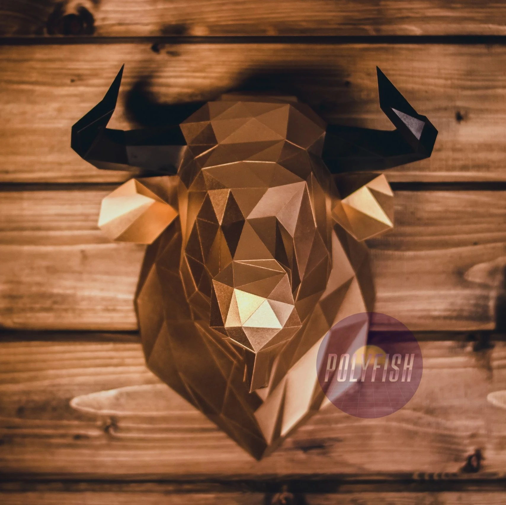 Bull Head PDF Template, Low Poly, Paper Sculpture, DIY, Pepakura Pattern, Handmade, Papercraft, Lowpoly, Lowpoly Papercraft