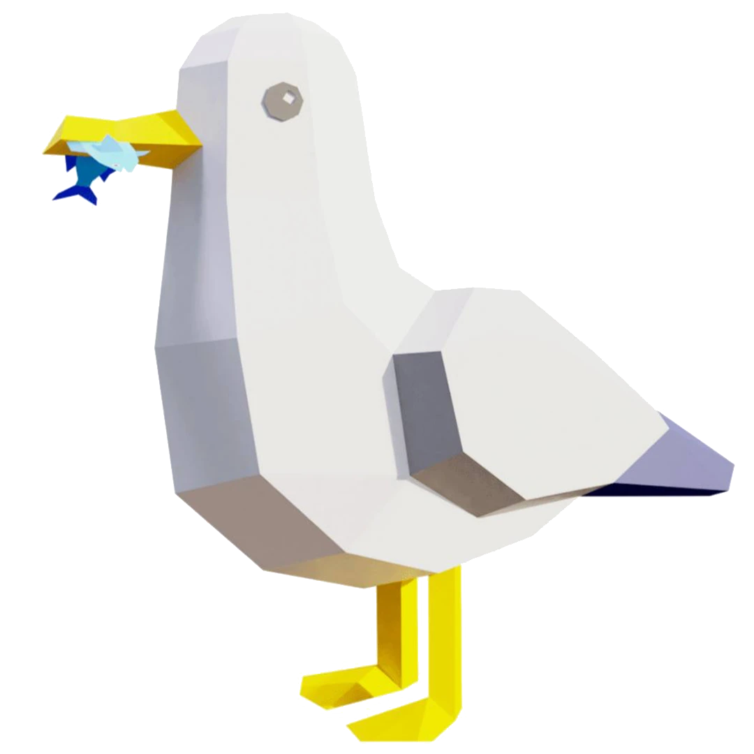 Mouetmouet (Seagull) Papercraft, Lowpoly Papercraft, Fovea - Papercraft - Nonitt