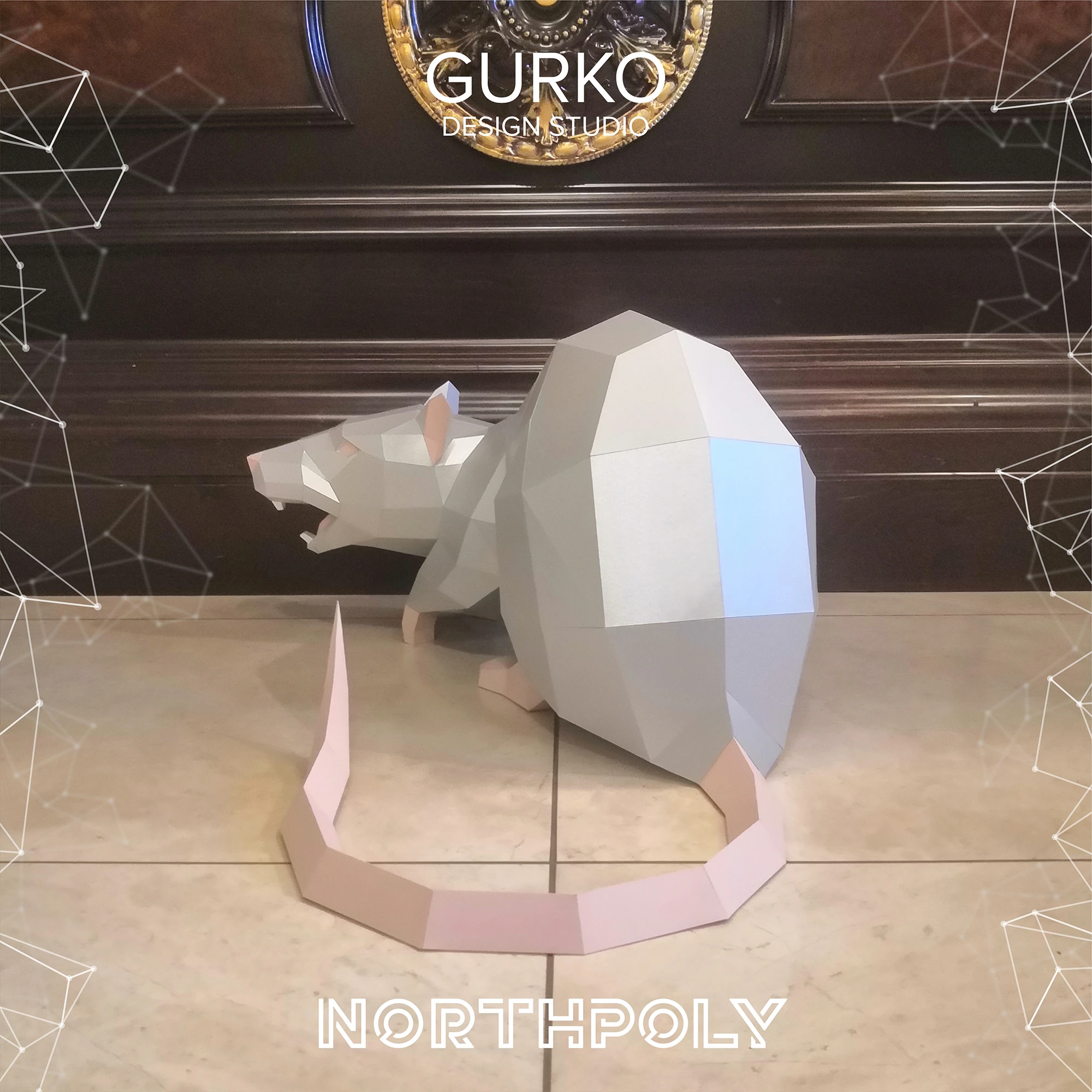 Angry Rat Papercraft, Mouse, Pdf, Gurko, 3D Origami, Paper Sculpture, Low Poly, DIY, Pepakura, DIY Craft, DIY origami