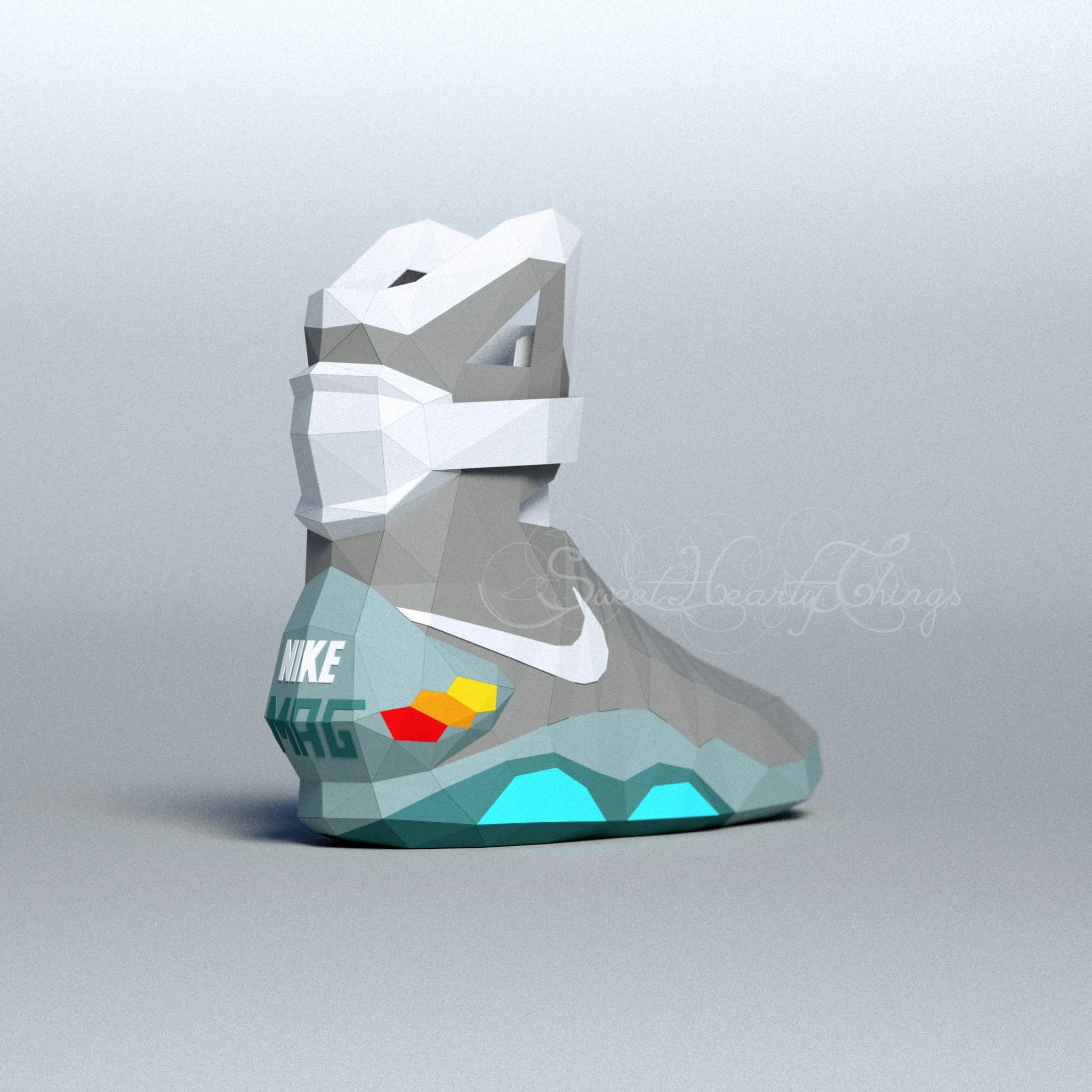 DIY 3d papercraft Back To The Future Shoes PDF Templates Low Poly SweetHeartyThings