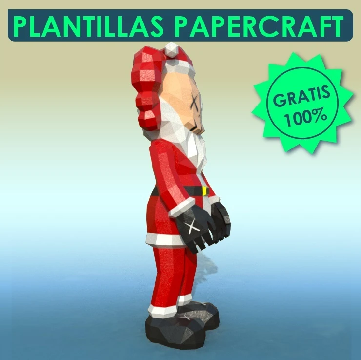 Santa Kaws, Kaws Navidad PDF Papercraft Templates, Paper Art and Craft for Home Decor, DIY, 3DIER, PDF Patterns, Papercraft Templates, Low Poly