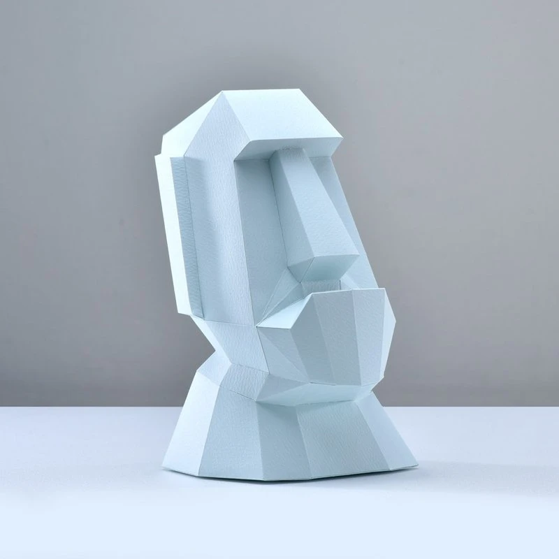 3D paper model-DIY hands-on-no cutting-decoration series-Honest Moai (small version)