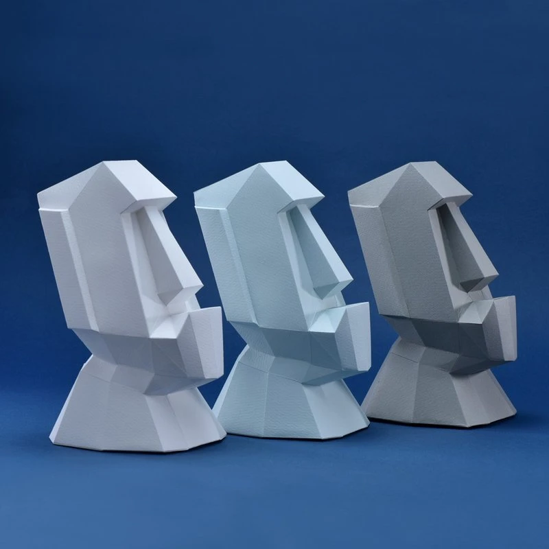 3D paper model-DIY hands-on-no cutting-decoration series-Honest Moai (small version)