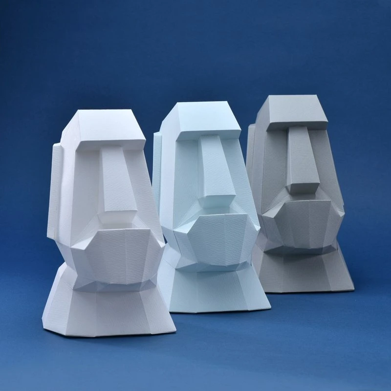 3D paper model-DIY hands-on-no cutting-decoration series-Honest Moai (small version)