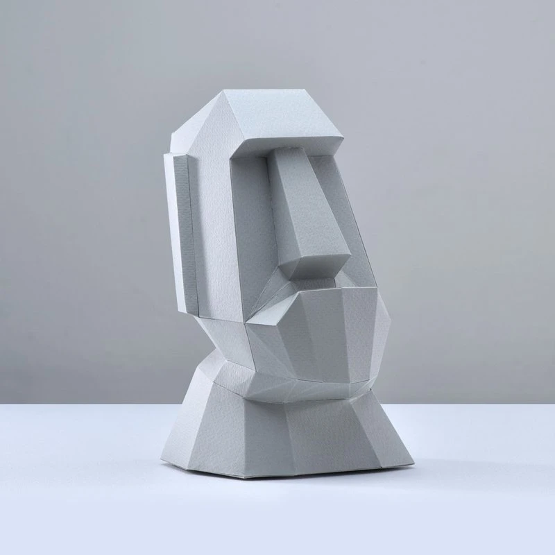 3D paper model-DIY hands-on-no cutting-decoration series-Honest Moai (small version)