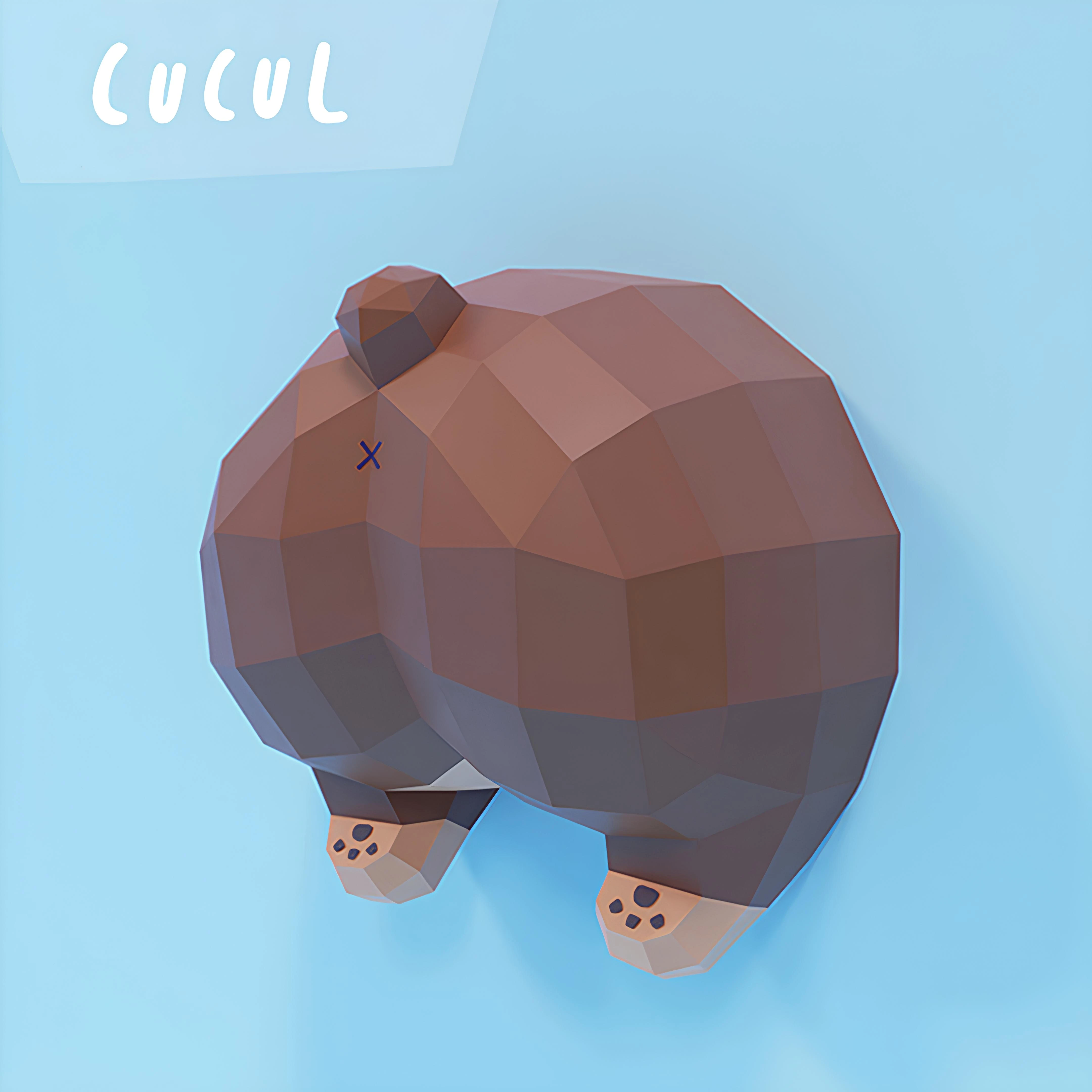 Cucul Nours (Bear Bottom) Papercraft, Lowpoly Papercraft, Fovea - Papercraft - Nonitt