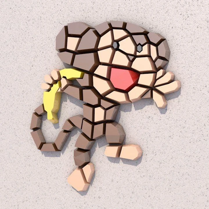 Mosaic Monkey Papercraft, Lowpoly Papercraft, Fovea - Papercraft - Nonitt