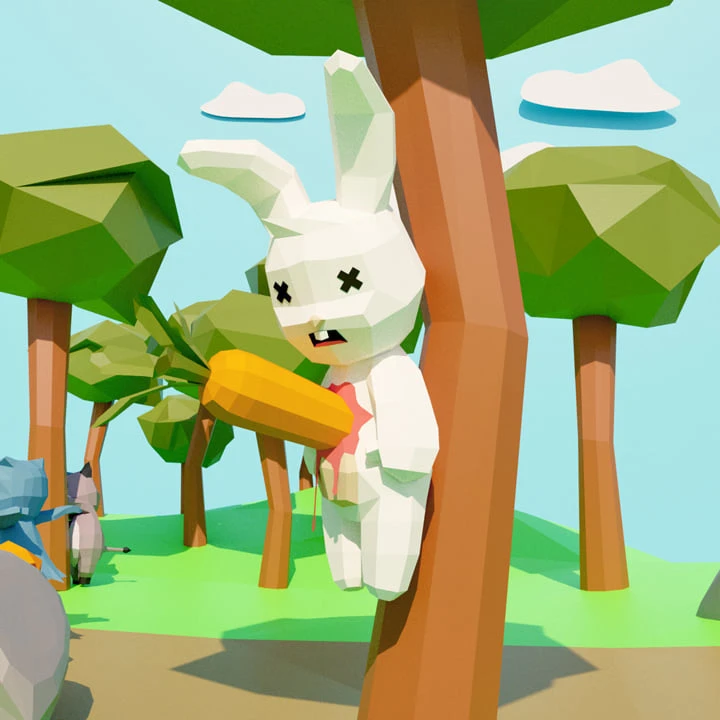 Milkshake Empalé (Rabbit Dead By Carrot) Papercraft, Lowpoly Papercraft, Fovea - Papercraft - Nonitt