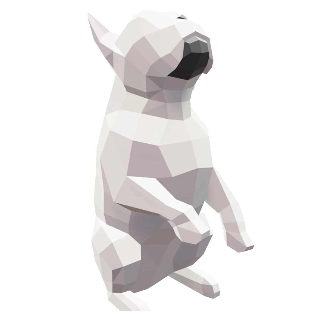 Sitting Dog Boule Papercraft, Lowpoly Papercraft, Fovea - Papercraft - Nonitt