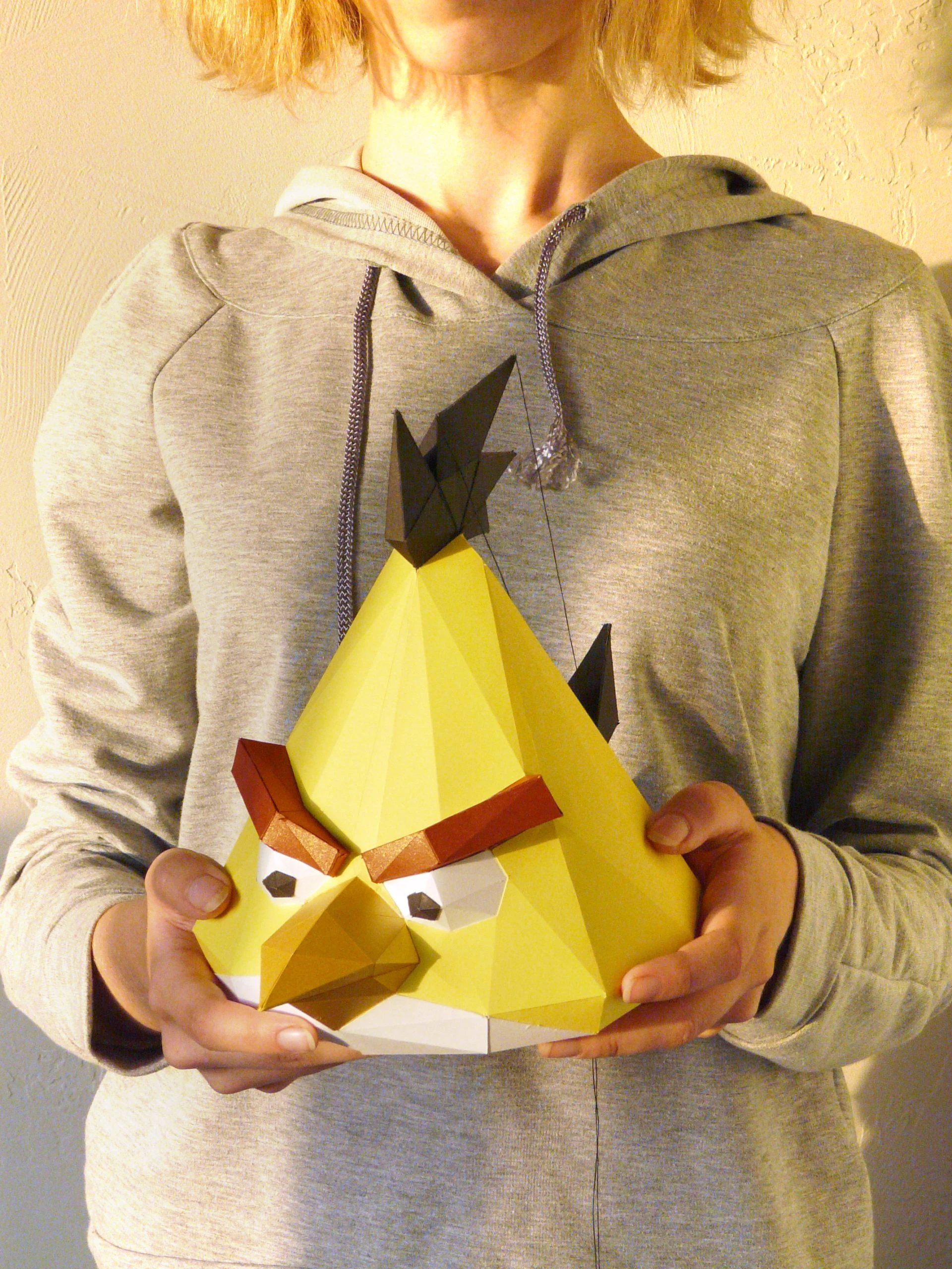 DIY 3d papercraft Angry Bird Chuck PDF Templates Low Poly SweetHeartyThings