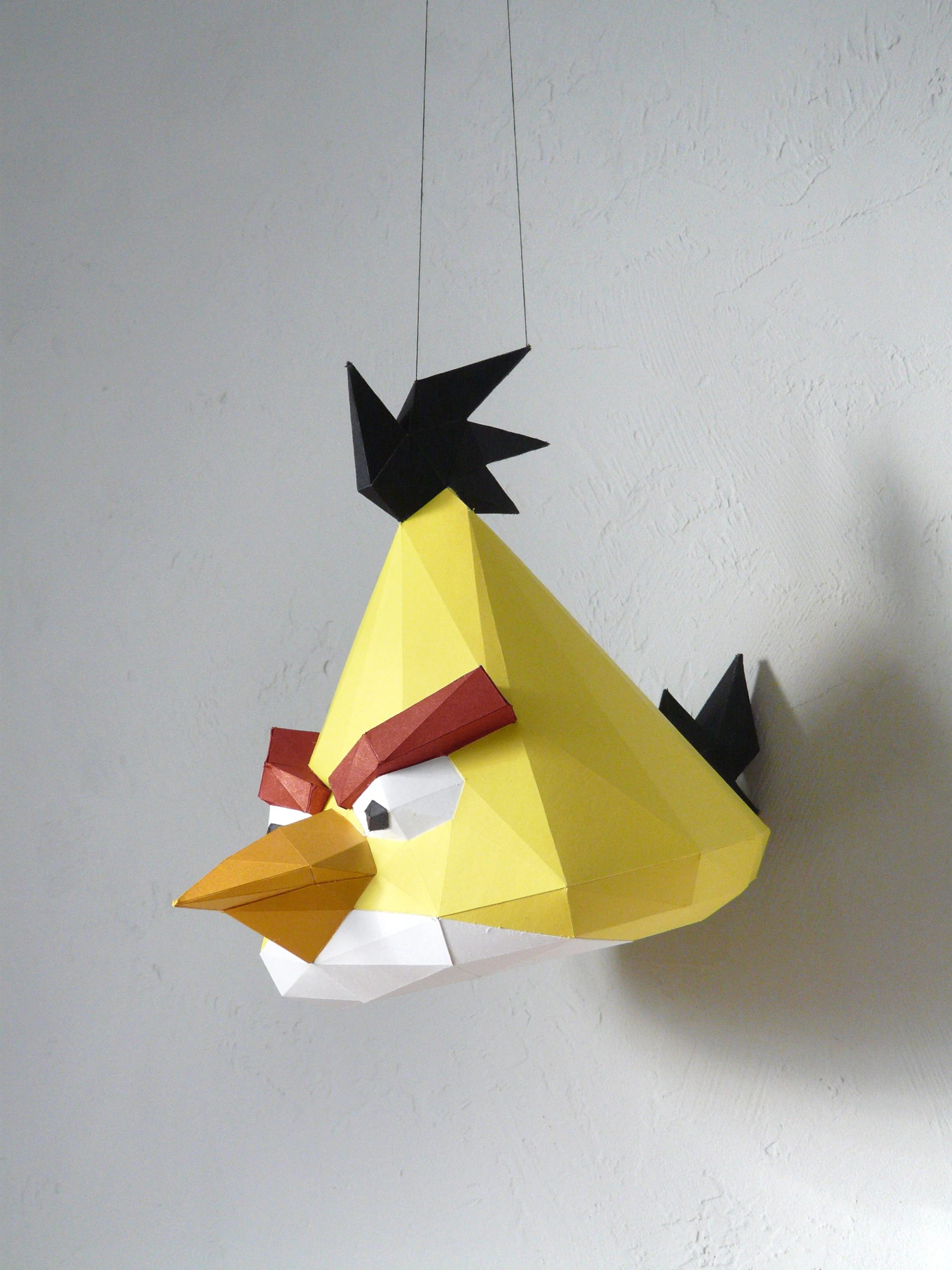 DIY 3d papercraft Angry Bird Chuck PDF Templates Low Poly SweetHeartyThings