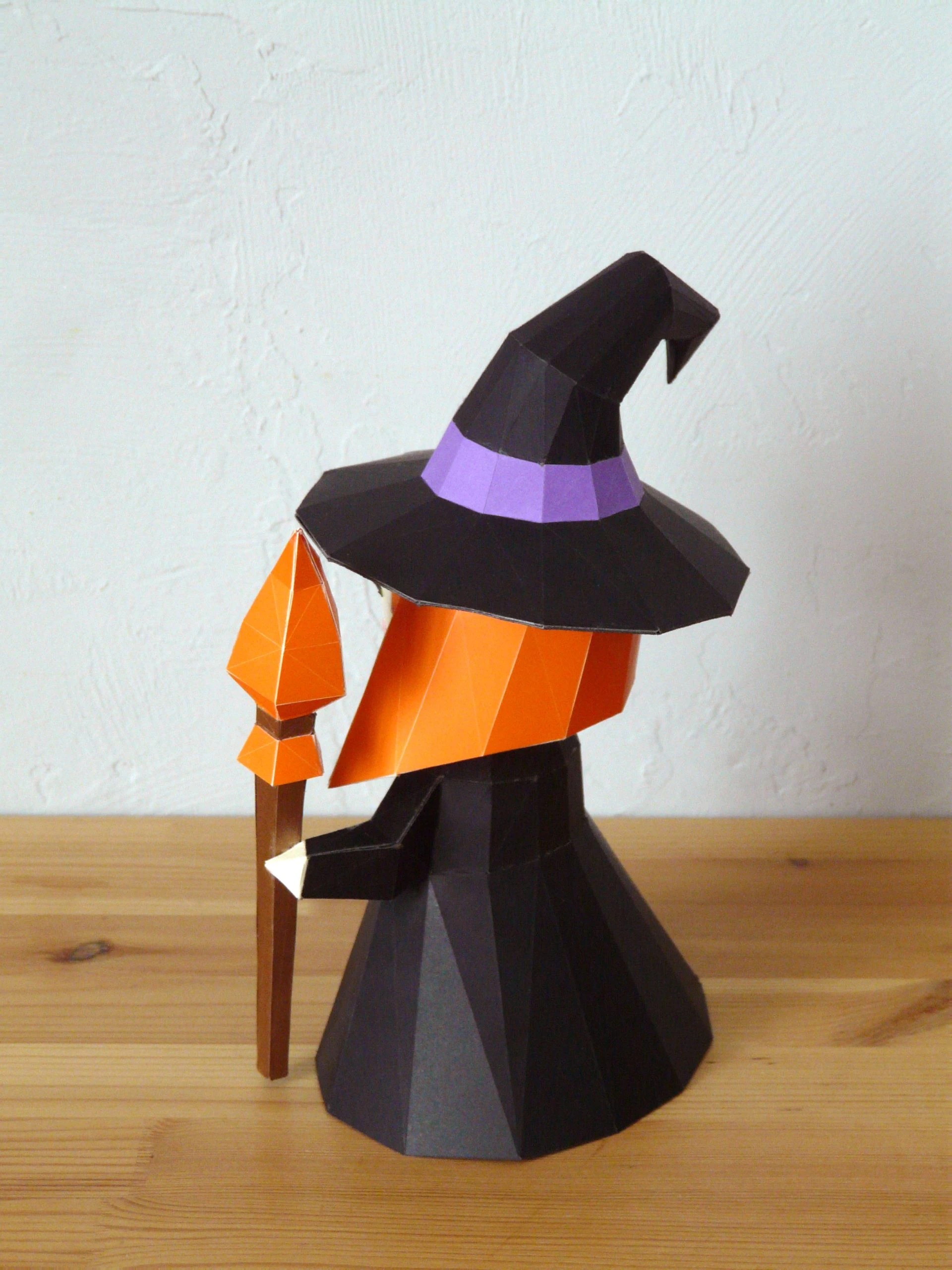 DIY 3d papercraft Little Witch PDF Templates Low Poly SweetHeartyThings