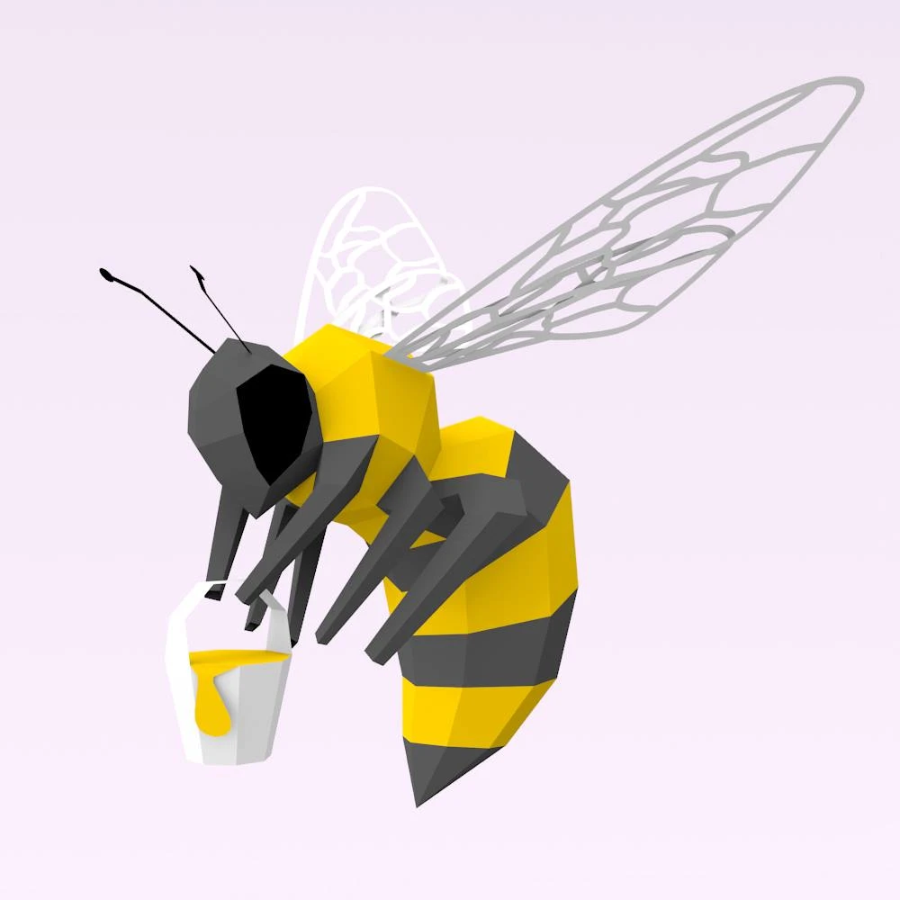 BeeZouille Bee Papercraft, Lowpoly Papercraft, Fovea - Papercraft - Nonitt